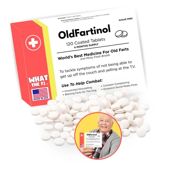 Novelty Prank Medicine Box OldFartinol Funny Prescription Gag Gift Exchange Xmas - Picture 3 of 13